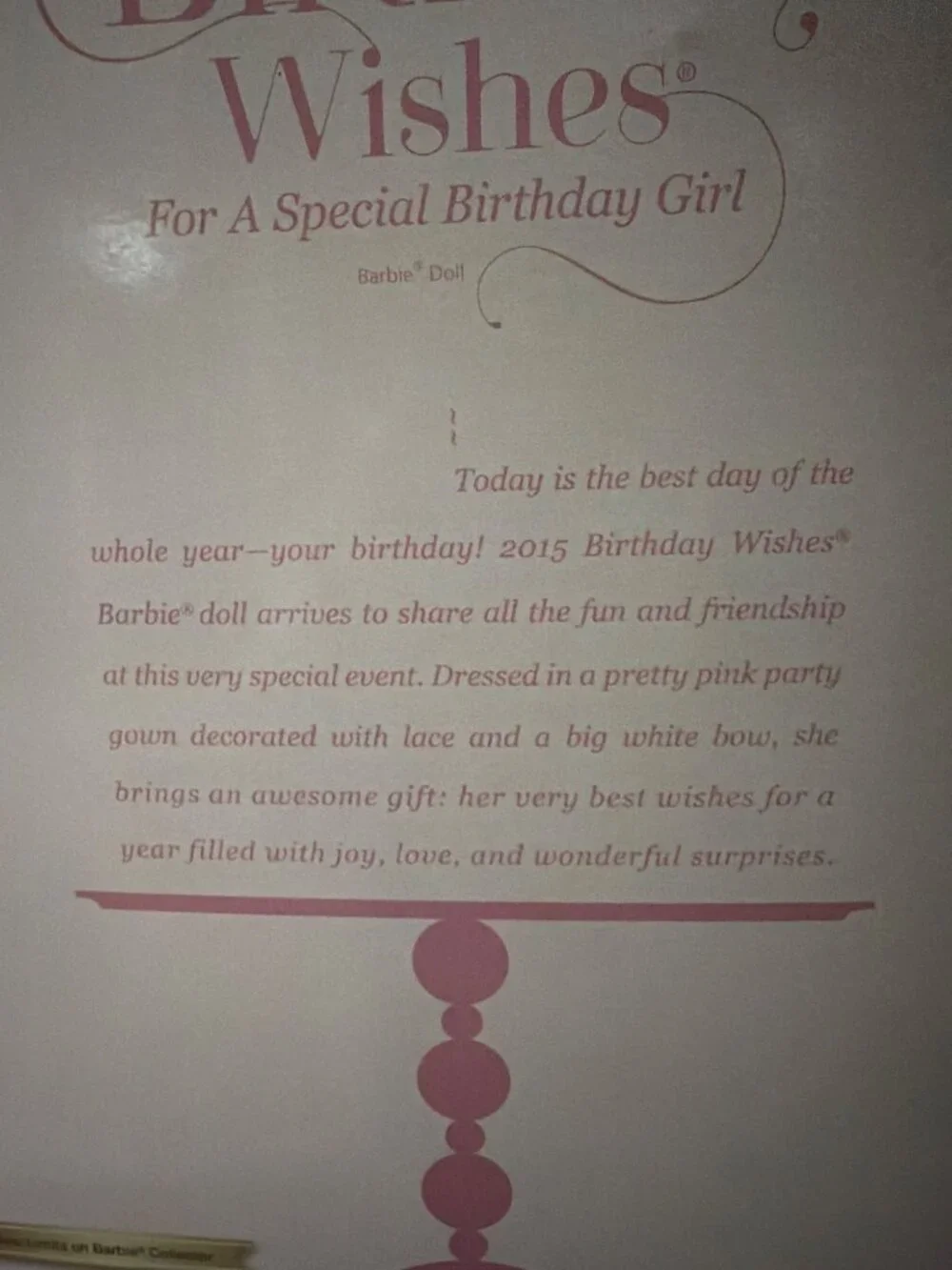Mattel Barbie Collectir 2015 Birthday Wishes — NIB